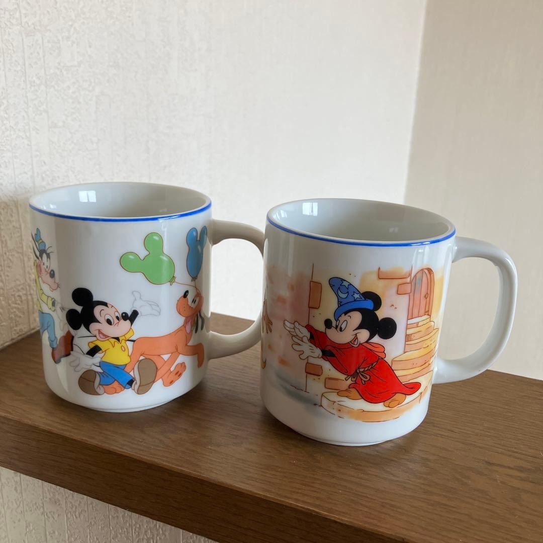 Tokyo Disneyland Mickey Mouse Mug Set of 2 Used, Vintage, Collectible