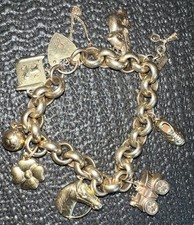 9ct Gold Belcher Charm Bracelet 8 Inch Over 35 Years Old