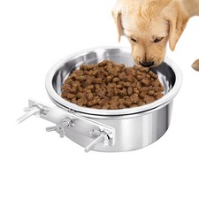 Jaula de acero inoxidable para perros taza cooperativa mascota gato jaula colgante comida agua recipiente alimentador