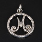 Sterling Silver - LA ROCKS Initial "M" Letter Open-Work Necklace Pendant - 3g