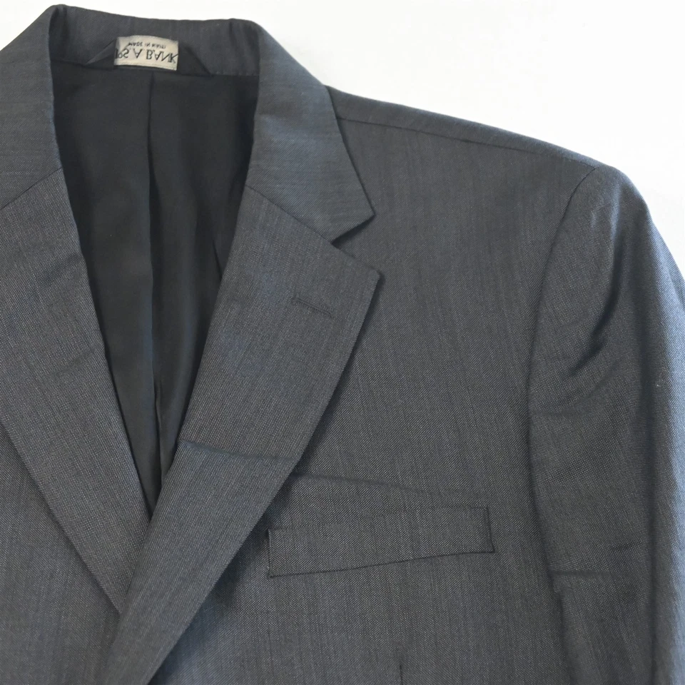 Jos A Bank 43R 36x32 Gris Ojo de Pájaro 100% Lana Hombre Chaqueta Pantalones Traje Foto 3 de 4