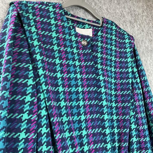 Vintage Kleid Damen Medium Grün Geometrisch Maxi Büro Kapsel Landhaus Retro - Bild 2 von 11