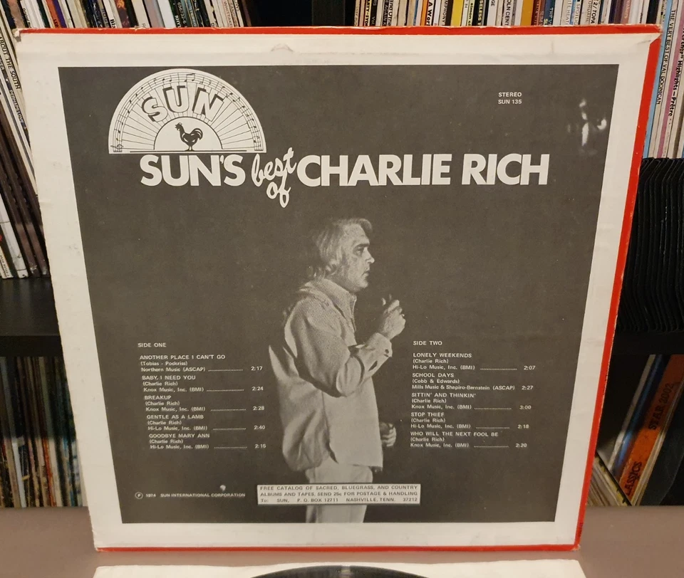 CHARLIE RICH Sun's Best Of Vinyl L.P **1974 USA Press** SUN 135 - VG/VG - Image 3 of 4