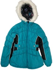 London Fog Youth Colorblock Fleece Lined Hooded Puffer Jacket, Large 14/16
