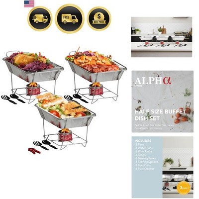 Durable Food Warmers Buffet Set with Utensils, Fuel, and Wire Stands - 3 Pack