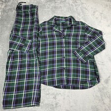 Lauren Ralph Lauren Pajamas Womens M Green Purple Plaid Button Up Shirt Pant Set