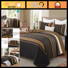 Boho King Size Quilt Set - Soft 3-Piece Striped Bedding, Lightweight Coverlet 11