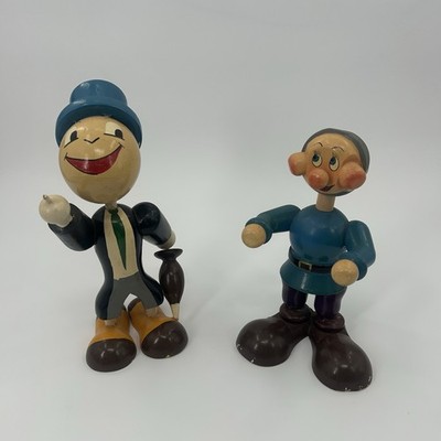 Walt Disney's Productions Jiminy Cricket & Dopi Wood Figure By Palino Ultra Rare