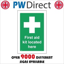 SIGN First Aid Kit Located Here Medical Injury Treatment Workplace FS444M