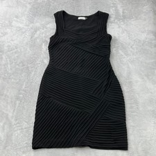 Calvin Klein Pleated Tiered Sheath Dress Size 12 Black Womens Cocktail Career