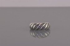 Sterling Silver 8mm Dotted Striped Rolled Faced Dome Band Ring 925 Sz: 6