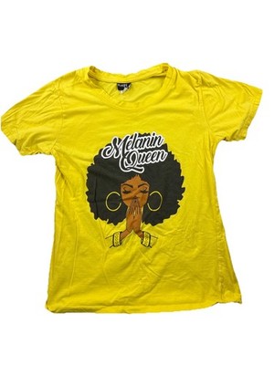 Melanin Queen Graphic T-Shirt Yellow Women s Small Shrunk From 1X