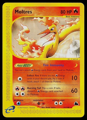 Pokemon Card - Moltres Skyridge 21/144 Rare