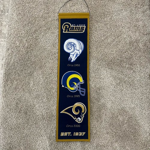 Los Angeles Rams NFL Winning Streak Embroidered Wool Heritage Banner 8” X 32”