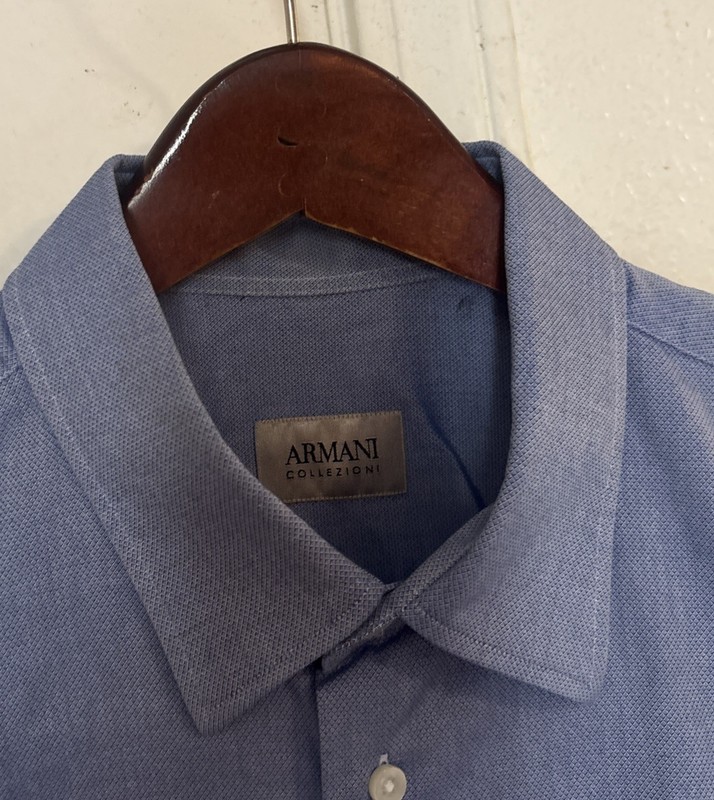 New $465 Armani Blue Soft Cut Dress Shirt XL 17 X 35