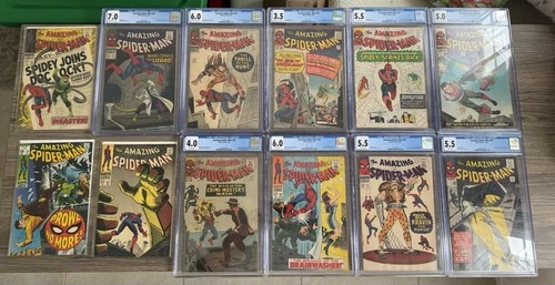 HUGE SILVER-AGE AMAZING SPIDER-MAN CGC & RAW COMIC LOT of 12! MAJOR KEYS!! 🔥🔑
