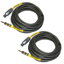 25 ft Pair genuine PLOYNK AUDIO 12 ga gauge speakon to 1/4 PA DJ speaker cables