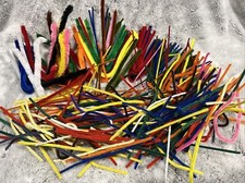 Vintage Pipe Cleaner Chenille Tinsel Stems Large Lot Craft Rainbow Thick Thin