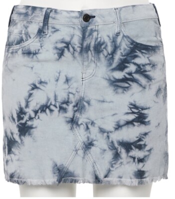 Juniors  Plus Size SO Frayed Hem 5-Pocket Mini Skirt~Navy Tie Dye~Size 22~NEW