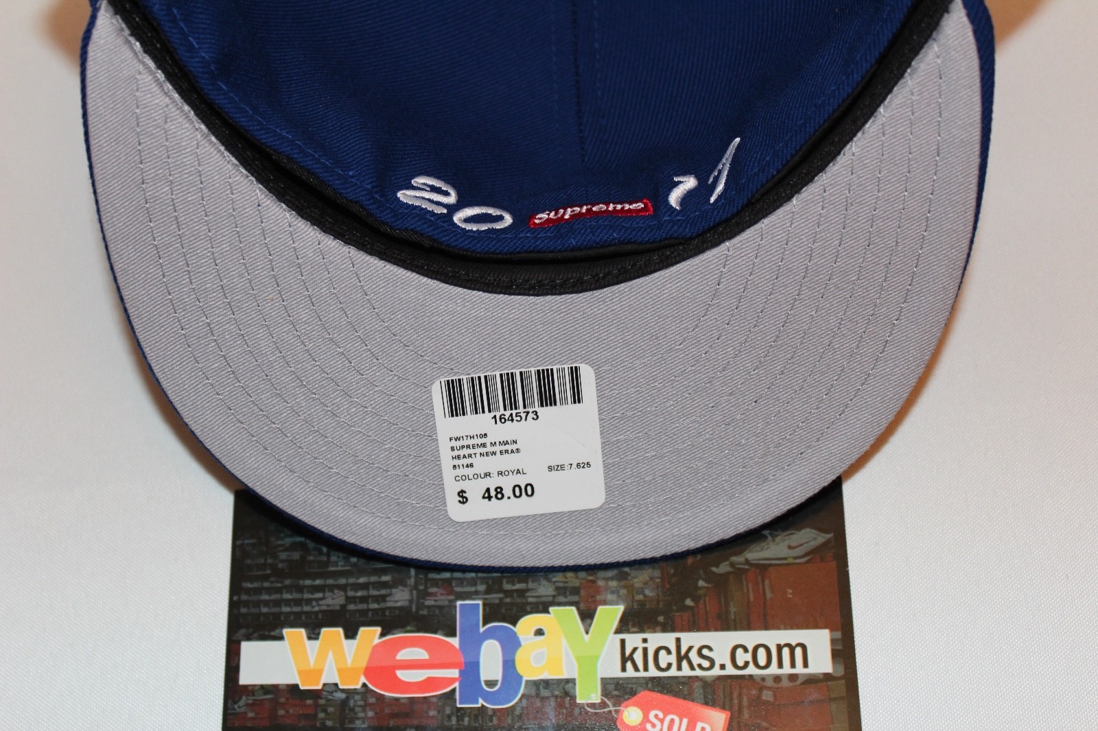 New Era Supreme New York Heart Blue Orange Sz 5/8 Fitted Cap Hat