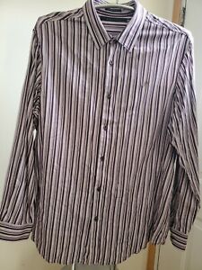 Sean John Purple and White Striped Dress Shirt Size 3XL 