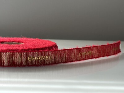 100% Genuine CHANEL Ribbon 2 Yard 6 Feet RED DECORATION Holidays RARE ...