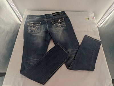 Thrill Women's Size 15 NWT Distressed Stud Back pocket Straight Leg Jeans