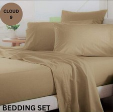 TC-1000 Soft 4 PC Sheet Set Egyptian Cotton UK-All Size Beige Solid