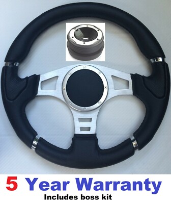 SPORTS RACE STEERING WHEEL & BOSS KIT HUB FIT CLASSIC AUSTIN ROVER MINI 350MM