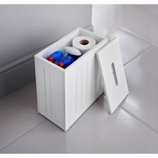 Maine Bathroom Toilet Cleaning Product Storage Tidy Box with White Crisp Finish