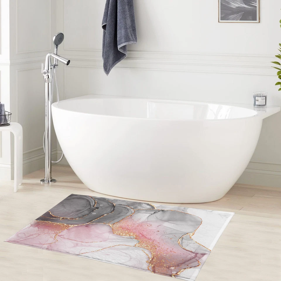 Alfombra de mármol abstracto rosa y gris alfombra de dormitorio alfombras de sala de estar Foto 2 de 4