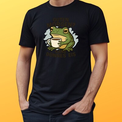 Mens Frog Coffee Print Cotton T-Shirt Size S to 5XL