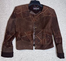 Patchwork Egyptian Brown Suede Cropped  Jacke...