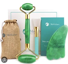 JADE ROLLER  3 Pc Set Gua Sha Set Face Massager Facial Skin Eyes Neck New