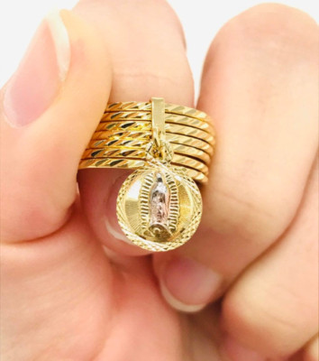 14k GF Virgen Guadalupe 7 Days Semanario Women´s Ring Size 7-10,Anillo Semanario