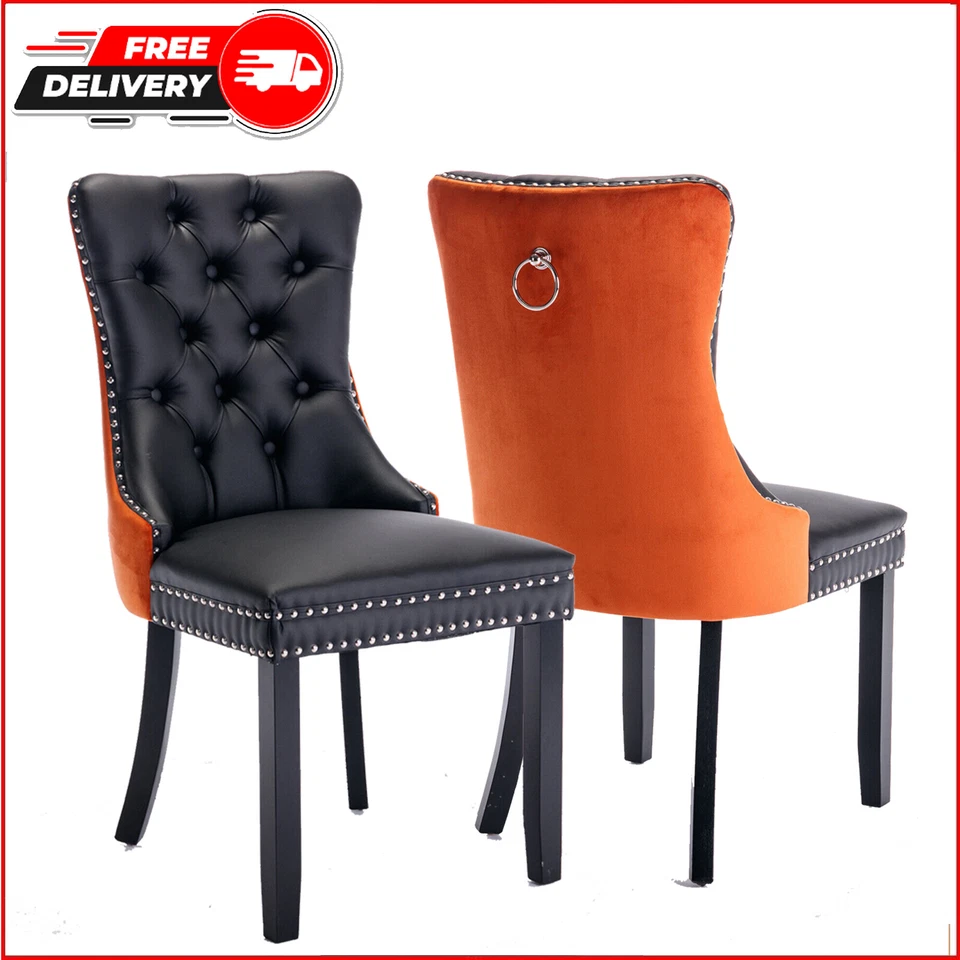 Juego de sillas de comedor 4/2/6 tapizadas cocina comedor silla sillas acento Foto 2 de 4