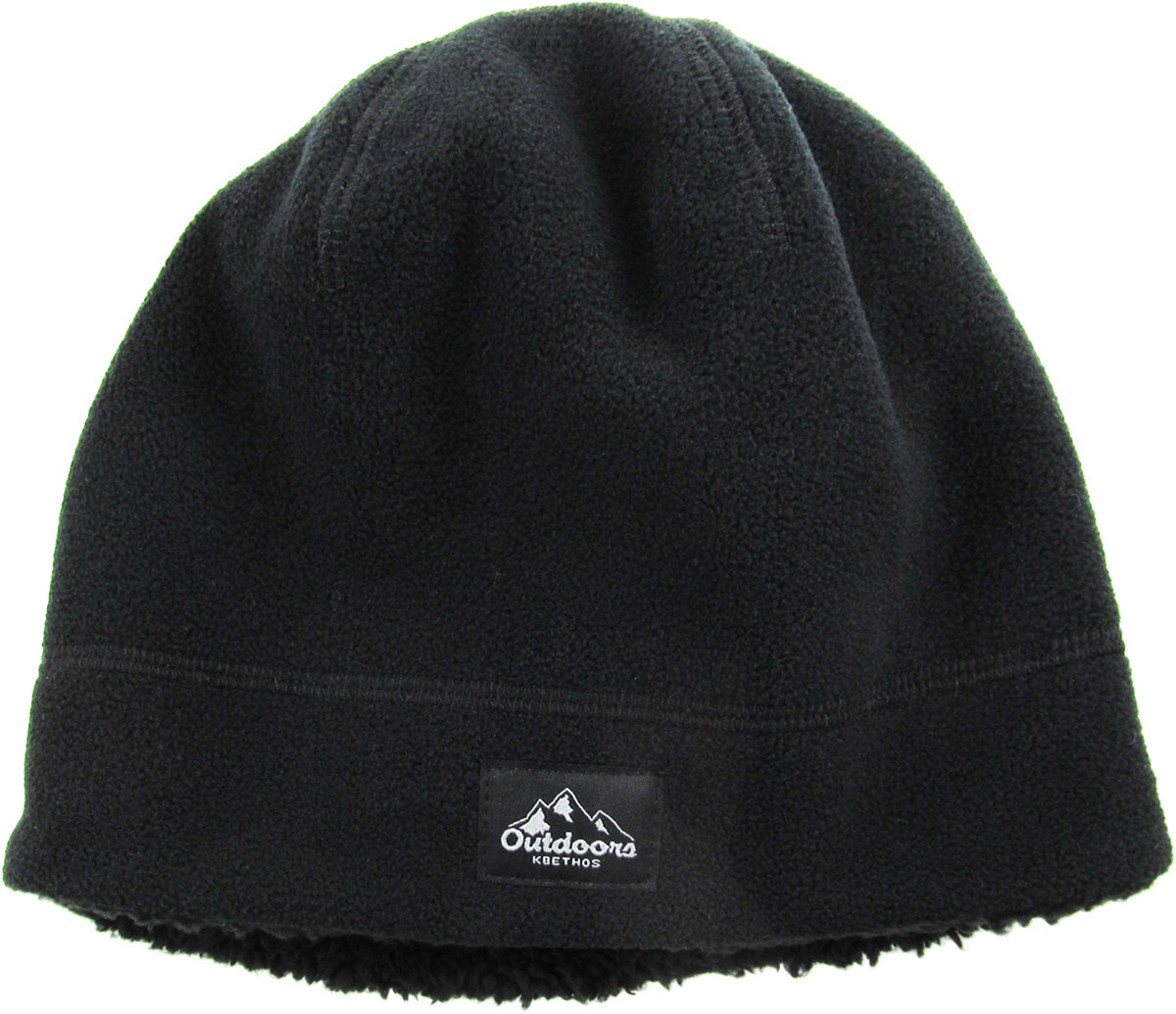 帽子 PROFESSIONAL KNIT CAP (BLACK) KB ETHOS Fleece Fur Lined Sherpa Skull Cap Black Knit Winter Hat