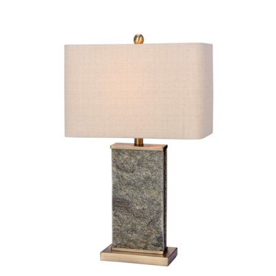 Fangio Lighting 26'' Stone/Metal Table Lamp, Natural Stone/Antique Brass - W-8970