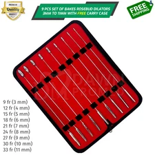 German Grade 9 Pcs Bakes Rosebud Urethral Sounds Dilator Surgical Set 3mm - 11mm