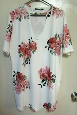 SP21 BOOHOO WOMENS MULTI FLORAL DRESS SHORT SLEEVE PLUS SZ 16