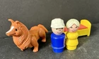 Vintage Fisher Price Little People Collie dog Bed lady white hair man in hat
