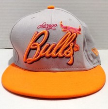 Chicago Bulls New Era 9Fifty SnapBack Hat Neon Orange Gray Hardwood Classic