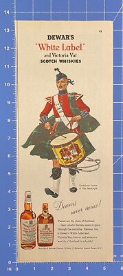 Vtg Print Ad Dewars White Label Scotch Whisky Tartan Clan MacIntyre 13.5 x 5.25''