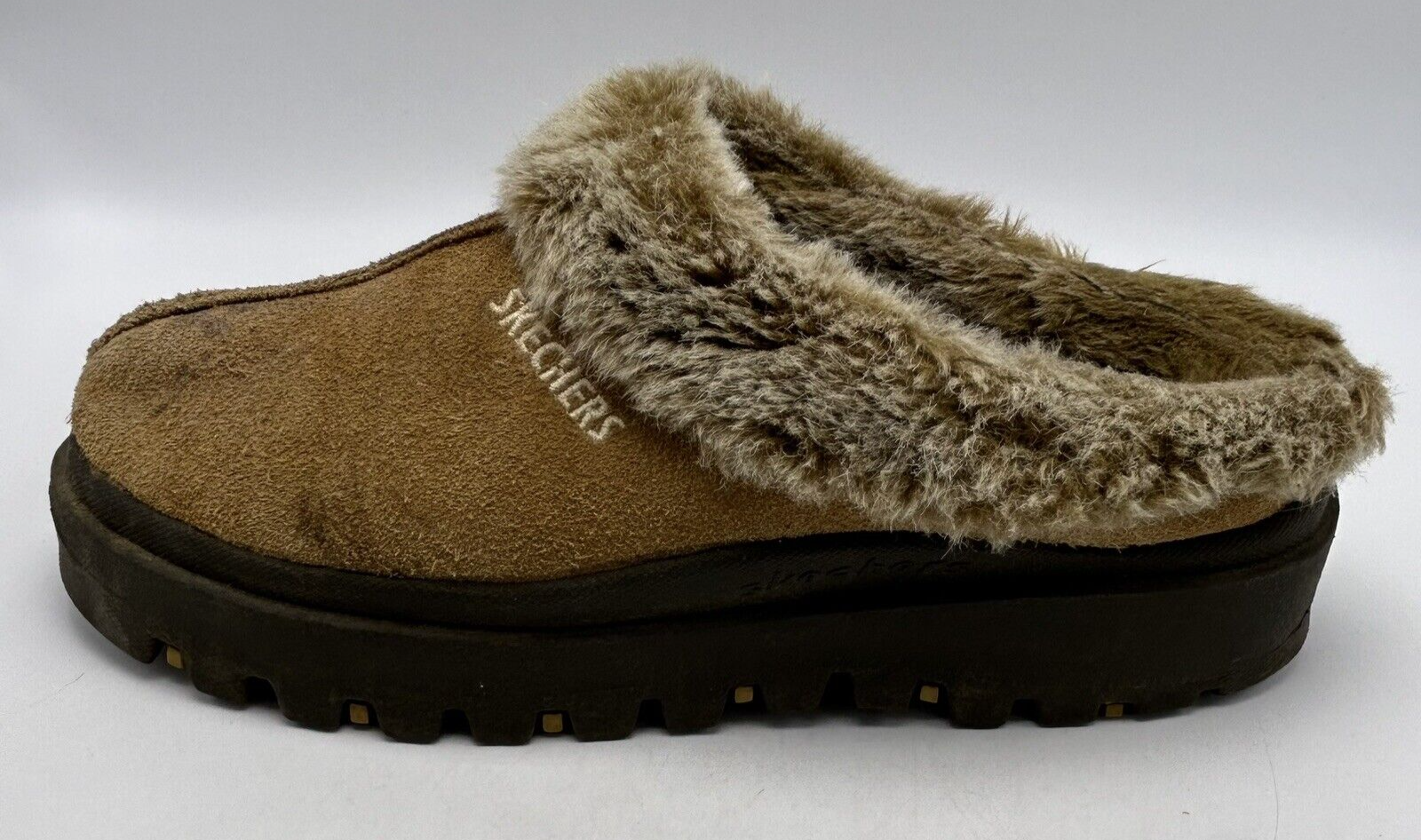 skechers faux fur clogs