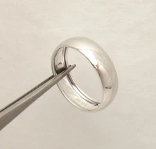 7mm All Shiny High Polished Domed Wedding Band Ring REAL 14K White Gold