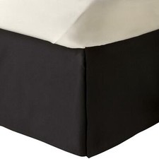 3 Sided Tailored Bed Skirt -- Solid Black 625 TC Egyptian Cotton Split Corner