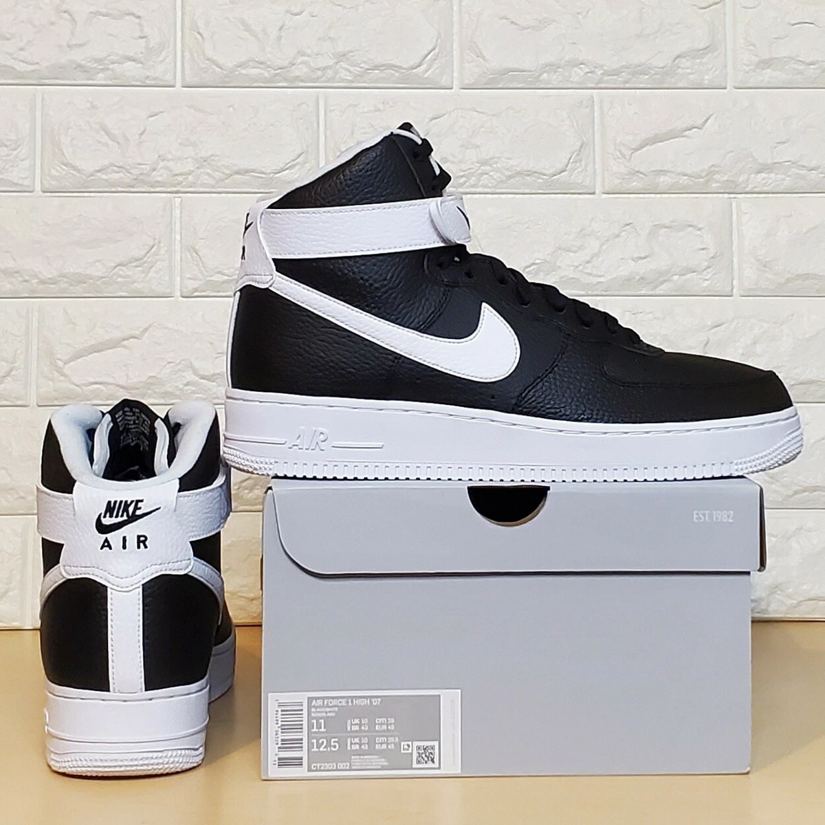 Mens Size 10 - Nike Air Force 1 Black White CT2303-002