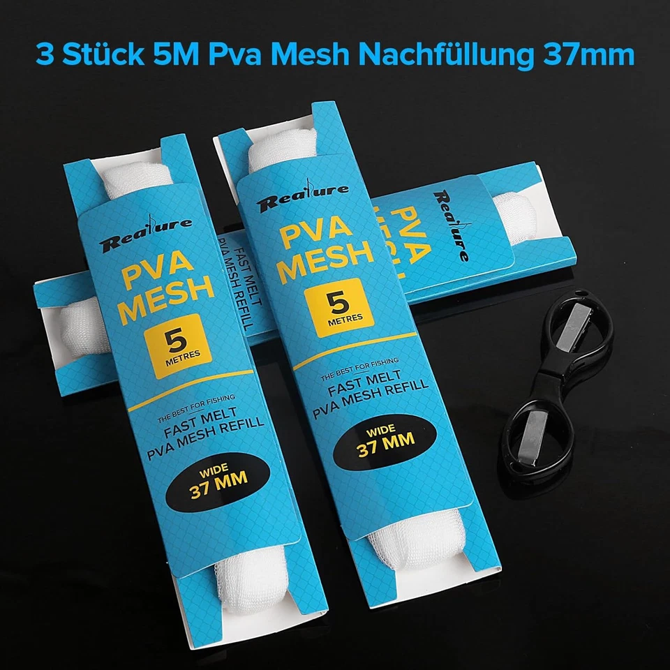 3 Stück PVA Netz Mesh 44mm 37mm 25mm 5M Funnel Web Karpfen Tube Refill Narrow - Bild 3 von 4