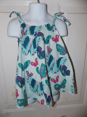 JANIE AND JACK BLUE BATIK BUTTERFLY DRESS SIZE 12/18 MONTHS GIRL'S EUC