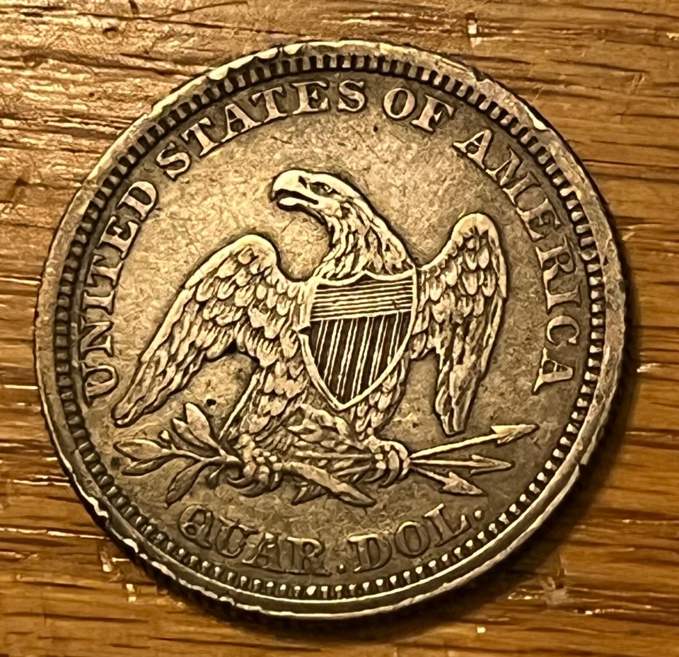 1864 seated Liberty quarter  , XF, a nice original coin , rare date - Image 4 of 4